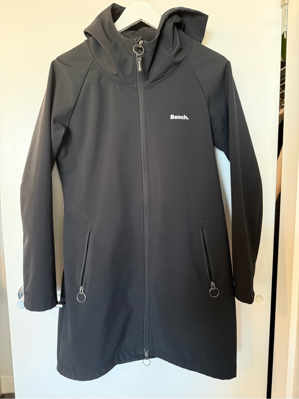 Bench. Black Hooded Lightweight Jacket with Ring-Zip Pockets